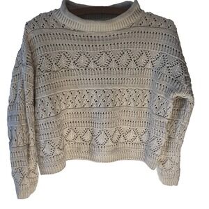Anthropologie Callahan‎ Knitwear Open Knit Sweater Ivory Women XS Cottage Cozy